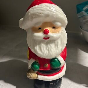 Vintage Festive Red and White Santa Claus Candle